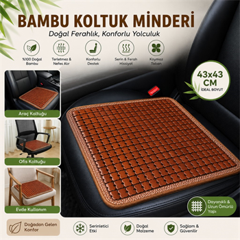 Polham 43x43 CM Terletmez Bambu Koltuk Minderi, Oto Koltuk, Ofis Koltuğu İçin Terlezmez Yapışmaz Minder