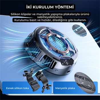 Polham 4800RPM 30W Yüksek Güçlü Telefon ve Tablet Soğutucu Fan – Sessiz, Manyetik ve Klipsli Soğutucu