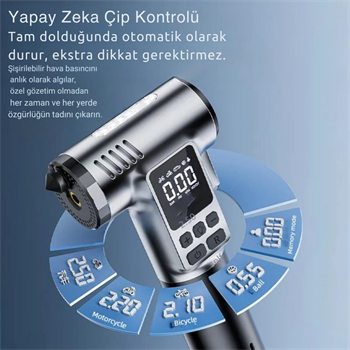 Polham 4in1 150PSİ 4000mAh Şarjlı Araç Lastik Şişirme Pompası, Cam Kırıcı, Kemer Kesici, Led Işıklı,Şarjlı Pompa