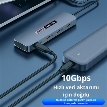 Polham 4in1 USB Type-C 4 Portlu USB 3.2 Gen 2 Hub ,10 Gbps Type C Çoğaltıcı, Tüm Sistemler İle Uyumlu