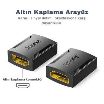 Polham 4K 60Hz Altın Kaplama HDMI Adaptörü | 2 HDMI Kablosunu Bağlar | Dayanıklı & Yüksek Performans