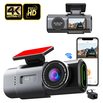 Polham 4K Ön ve Arka Kameralı Araç Kamerası, Wifi, Dahili GPS, G Sensörlü,Gece Görüşlü Araç Kamerası
