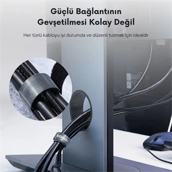 Polham 5 adet Renkli 25 Metre Cırt Cırt Bantlı Kablo Sarıcı Düzenleyici Organizatör, Kesilebilir Kablo Düzenleyici