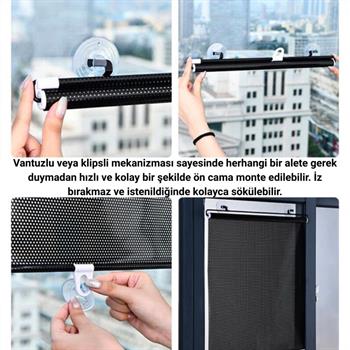 Polham 58x125 Cm Geri Çekilebilen Araç İçi Ön Cam Güneşlik, Ev Tipi Cam Güneşlik UV Engelleyici Perde