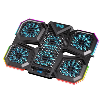 Polham 6 Fanlı RGB Işıklı Laptop Soğutucu Stand, 7 Kademeli Yükseklik Ayarlı 2400RPM Süper Soğutucu Stand