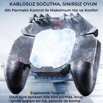 Polham 6 Parmak Kontrollü Radyatörlü Soğutmalı 4000mAh Bataryalı Profesyonel Oyun Gamepadi – PUBG, COD, Free Fire ve Tüm Mobil Oyunlar İçin