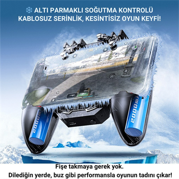 Polham 6 Parmak Kontrollü Radyatörlü Soğutmalı 4000mAh Bataryalı Profesyonel Oyun Gamepadi – PUBG, COD, Free Fire ve Tüm Mobil Oyunlar İçin