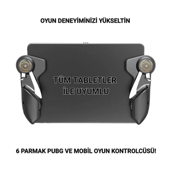 Polham 6 Parmak Tüm Tabletler İle Uyumlu Pubg ve Mobil Oyun Kontrol Adaptörü, Kaymaz Çizmez Joystick