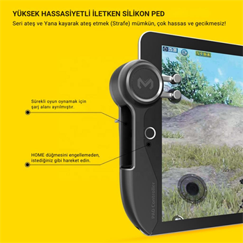 Polham 6 Parmak Tüm Tabletler İle Uyumlu Pubg ve Mobil Oyun Kontrol Adaptörü, Kaymaz Çizmez Joystick