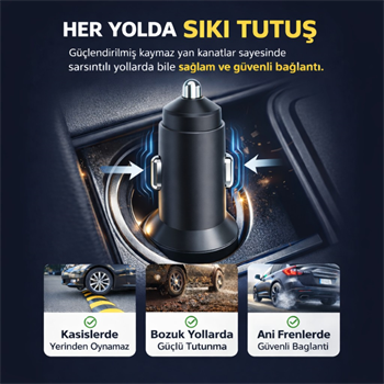 Polham 60W PD Hızlı Araç Şarj Cihazı – 2x Type-C Çıkışlı 12V / 24V Uyumlu Araç Çakmaklık Şarj Adaptörü