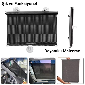 Polham 68x125 Cm Geri Çekilebilen Araç İçi Ön Cam Güneşlik, Ev Tipi Cam Güneşlik UV Engelleyici Perde