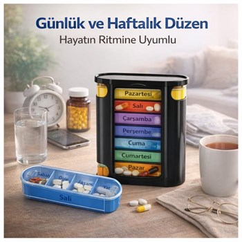 Polham 7 Günlük 28 Bölmeli Haftalık İlaç Kutusu – Kilitli Kapak, BPA İçermez, Günlük Takviye Düzenleyici
