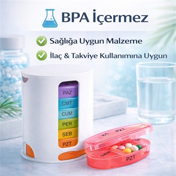 Polham 7 Günlük 28 Bölmeli Haftalık İlaç Kutusu – Kilitli Kapak, BPA İçermez, Günde 4 Zamanlı İlaç ve Takviye Düzenleyici