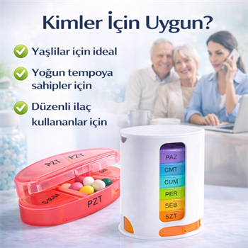 Polham 7 Günlük 28 Bölmeli Haftalık İlaç Kutusu – Kilitli Kapak, BPA İçermez, Günde 4 Zamanlı İlaç ve Takviye Düzenleyici