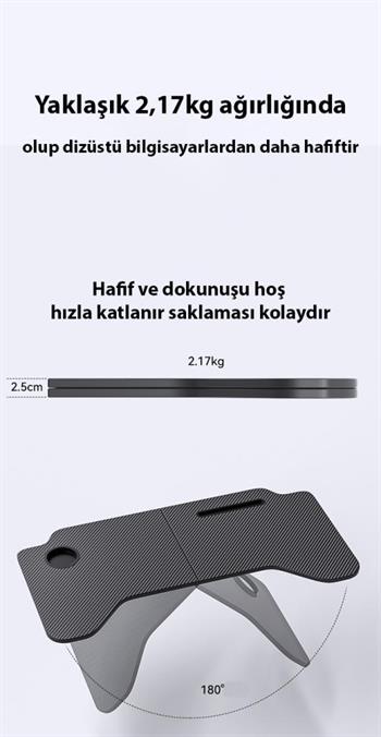 Polham 70x40 CM Tesla Model ve Model Y İle Uyumlu Araç İçi Masa,Bardaklıklı Yemek ve Çalışma Tepsisi