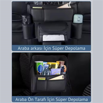 Polham 8 Bölmeli Oto Ön ve Arka Koltuklar İçin Organizer Çanta, Çok Fonksiyonlu İki Koltuk Arası Çanta
