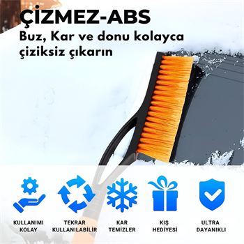 Polham 82CM Uzayabilen Teleskopik Otomobil Buz Kazıyıcı Fırça, Araç Kar Temizleme Çekpası, Kar Küreyici