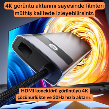 Polham 8in1 100W Type C Çoğaltıcı Hub, 2x USB, 2x PD Type C, 1x TF/SD, 1x 4K HDMİ, 1x RJ45 Çoğaltıcı Adaptör