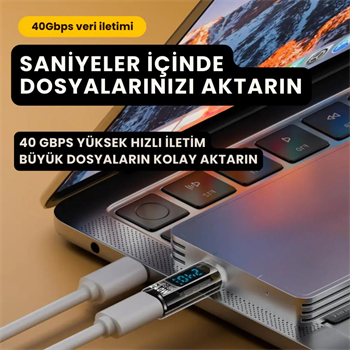 Polham 8K HDMİ, 40Gpbs ve 240W Süper Hızlı Dişi Type C to Erkek Type C Şarj, Data ve HDMİ Çevirici Adaptör