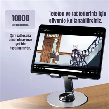 Polham Açı ve Yükseklik Ayarlı Telefon ve Tablet Tutucu Stand, Kaydırmaz Masaüstü Dönebilen Stand