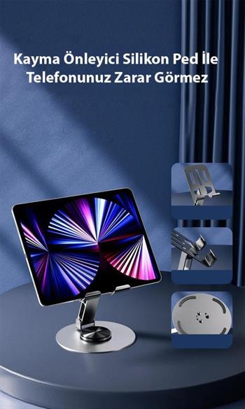 Polham Açı ve Yükseklik Ayarlı Ultra Güçlü Telefon ve Tablet Tutucu Stand, Kaydırmaz Dönebilen Stand