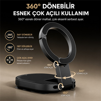 Polham Ahtapod Tipi Katlanabilir 360 Derece Döner Manyetik Telefon Tutucu – Güçlü Vakumlu Çok Amaçlı Stand