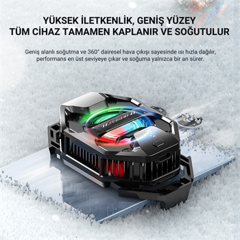Polham AI Destekli Turbo Fanlı Telefon Soğutucu | -3°C Soğutma | 7500 RPM Hız | RGB Işıklı | 3 Farklı Mod