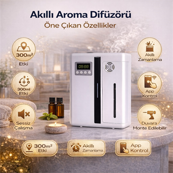 Polham Akıllı Aroma Difüzörü 200ML Profesyonel Koku Makinesi | 300m² Etkili | Zaman Ayarlı l Telefon Kontrollü