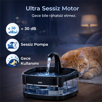 Polham Akıllı Otomatik Kedi Köpek Su Sebili 4.5L | Sessiz Motorlu Sensörlü Pet Su Pınarı | Karbon Filtreli Akıllı Su Kabı