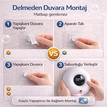 Polham Akıllı Sensörlü Köpük Sabunluk 280ml | 0.25s Hızlı Sensör | Şarjlı | Dijital Ekranlı Otomatik Sabunluk