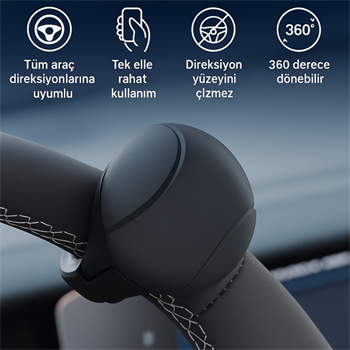 Polham Araç Direksiyon Topuzu 360 Dönebilir, Direksiyon Çizmez, Tüm Araç Direksiyonlarına Uyumlu