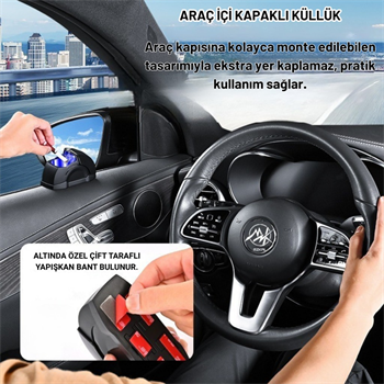 Polham Araç İçi Cam Kenarı Küllük, Kapaklı Kül Dağılma ve Koku Önleyici Küllük, Araç Kapı Küllüğü