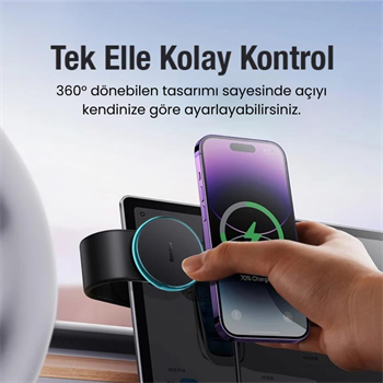 Polham Araç İçi Torpido Üstü, Cam ve Ekrana Yapışan Katlanabilir Manyetik Telefon Tutucu, Masaüstü Tutucu
