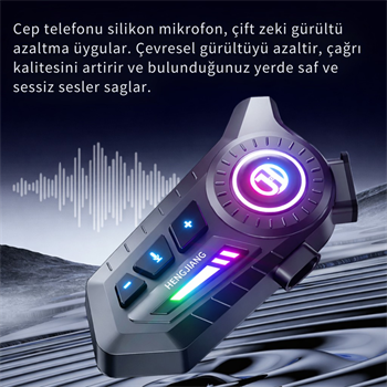 Polham BT6.0 Intercom Kask Kulaklık – IPX67 Su Geçirmez, Gürültü Engelleme, Çift Telefon Destekli, 500Mah Şarjlı