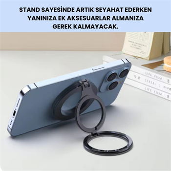 Polham Çift Halkalı Yüzük Tipi Manyetik Standlı Telefon Tutucu, 360 Derece Ayarlanabilir Taşınabilir