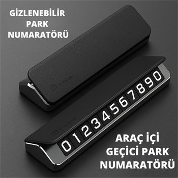 Polham Deri ve Metal Araç İçi Geçici Park Telefon Numaratörü, Gizlenebilir Numaratör, Manyetik Numaralı