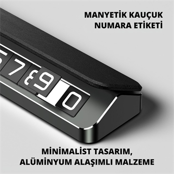 Polham Deri ve Metal Araç İçi Geçici Park Telefon Numaratörü, Gizlenebilir Numaratör, Manyetik Numaralı