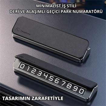 Polham Deri ve Metal Araç İçi Geçici Park Telefon Numaratörü, Gizlenebilir Numaratör, Manyetik Numaralı
