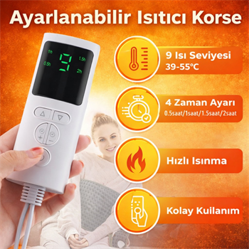 Polham Elektrikli 3 Kademe Isı – Zaman Ayarlı Isıtmalı Korse, Bel, Sırt, Omuz, Karın, Bacak Diz Isıtıcı Kemer