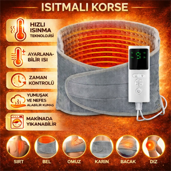 Polham Elektrikli 3 Kademe Isı – Zaman Ayarlı Isıtmalı Korse, Bel, Sırt, Omuz, Karın, Bacak Diz Isıtıcı Kemer