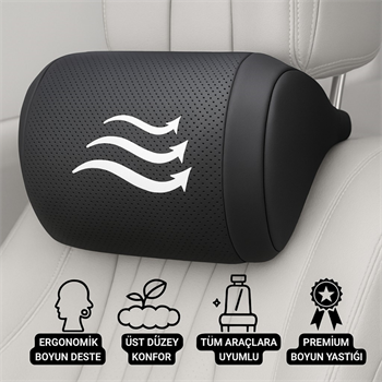 Polham Ergonomik Premium Araç Boyun Yastığı – Delikli Nefes Alabilen Yapı, Tüm Araçlara Uyumlu, Ortopedik Yastık