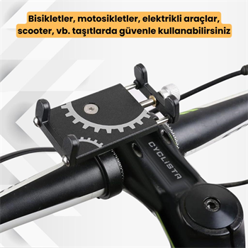 Polham Ful Metal Gidon Uyumlu Motorsiklet Telefon Tutucu, Bisiklet, Scooter Uyumlu Sıkıştırmalı Tutucu
