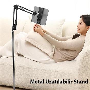Polham Ful Metal Teleskopik Açı ve Yükseklik Ayarlı Telefon ve Tablet Tutucu Stand, Video İzlemek Çekmek İçin Stand