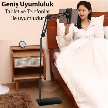 Polham Ful Metal Teleskopik Açı ve Yükseklik Ayarlı Telefon ve Tablet Tutucu Stand, Video İzlemek Çekmek İçin Stand