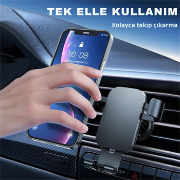 Polham Havalandırma Girişli Araç Telefon Tutucu, Titremez Düşmez Otomatik Kilitli Telefon Tutucu
