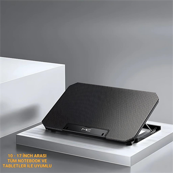 Polham Hızı Ayarlanabilir Laptop Soğutucu Notebook Standı - 4 Kademeli Yükseklik Ayarlı, 2 USB Girişli Stand