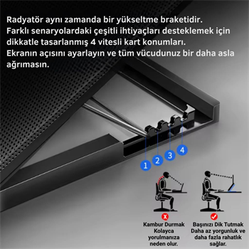 Polham Hızı Ayarlanabilir Laptop Soğutucu Notebook Standı - 4 Kademeli Yükseklik Ayarlı, 2 USB Girişli Stand