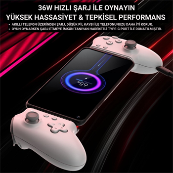 Polham iPhone 15 Üzeri ve Android Uyumlu Type-C Mobil Oyun Kolu | Pro Seri Joystick | Şarj Özellikli Gamepad