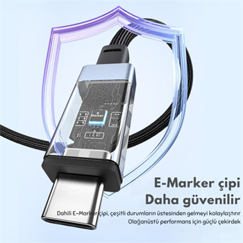 Polham Jasoz 1MT 240W 4.0 Thunderbolt Type-C to Type-C Şarj, Data ve 8K 60Hz Görüntü Aktarım Kablosu