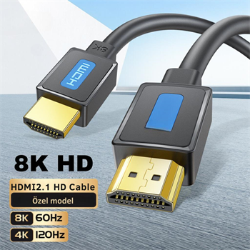 Polham Jasoz Altın Kaplama 1 Metre HD Series 120hz 8K HDMI to HDMI 2.1V HDMI Kablosu Görüntü Aktarım Kablosu